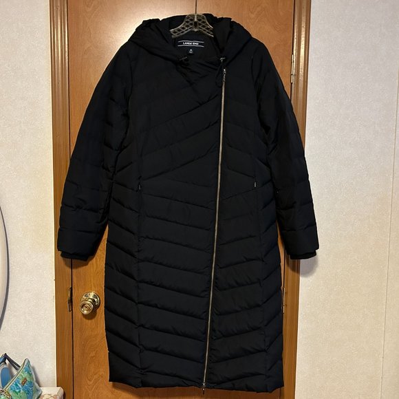 Lands' End Jackets & Coats Lands End Sz M Black Asymmetrical Zipper